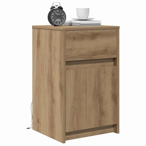 vidaXL LED Nachttisch 2 pcs Artisan-Eiche 38 x 34 x 61 cm, Schlafzimmer Aufbewahrung, moderner Nachtisch mit LED, praktische Nachtelemente, stylische Deko, platzsparende Organisation