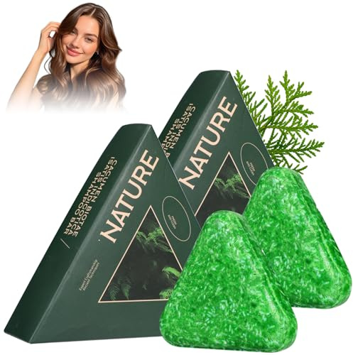 Nature Triangle Shampoo Bar, 2pcs Seven Green Soap Sham poo, Pflanzliches Festes Shampoo, Sanfte Reinigung und Nährende Pflege für Frauen und Männer, Beruhigt und Stärkt das Haar