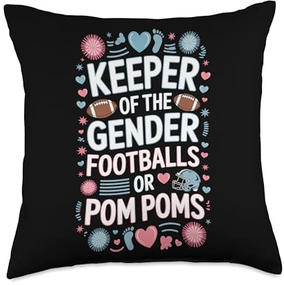 Football Or Pom Poms Keeper of The Gender Party Reveal Throw Pillow