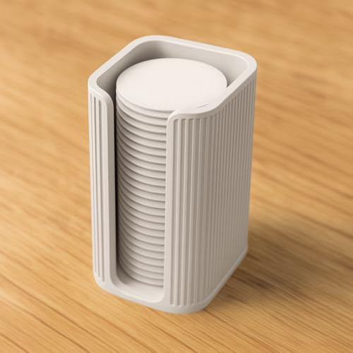Alupedia Premium Wattepads Spender aus Kunststoff – Wiederverwendbarer Wattepad Halter mit geriffeltem Design, Staubschutz & modernem Stil – Kosmetik Organizer für Bad & Schminktisch (Weiß)