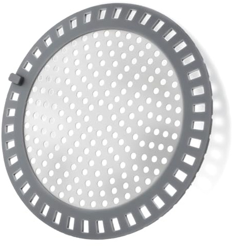 Tappo per scarico doccia da 12 cm, in acciaio inox, con bordo in silicone, rotondo, piatto, per scarichi regolari di doccia, bagno