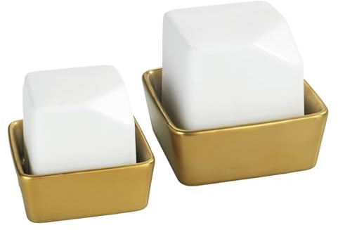 Luftbefeuchter Mod. Cleo, dekorativer Verdunster, verbessert das Raumklima bei trockener Heizungsluft, 2-teliges Set, Räume bis 18 m², Keramik, 50 ml und 200 ml