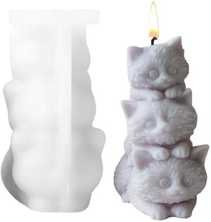 Moule à bougie en forme d'animal – Forme artisanale de chats mignons, de moulage antiadhésive durable | Détail en silicone lisse, avantage de création de facile, idéal pour les cuisines de