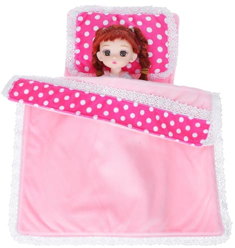 Hohopeti Ensemble de Literie Miniature pour Maison de Poupée 3 Pièces en Tissu Velours Épais Mini Couverture Matelas et Oreiller Accessoires pour Lit Miniature Décoration Chambre