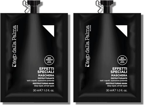Diego dalla Palma | EFFETTI SPECIALI - Maschera Capelli Ristrutturante e Intensiva, con Bio-Argan Total Repair e Oli di Semi di Lino, Facilita la Piega e Districa, 30ml (Confezione da 2)
