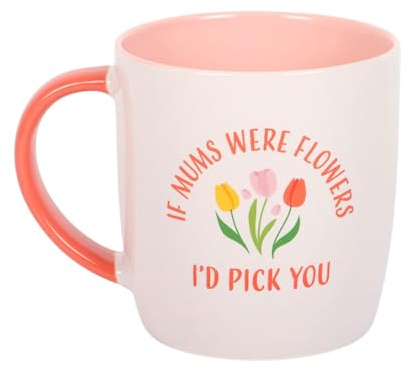 X JAANX If Mums were Flowers Tulip Coffee Mug, 350ml Ceramic Mug, with Sentimental Message & Floral Design, Novelty Mums Birthday Gift for Mothers Day Gift, Dishwasher & Microwave Safe