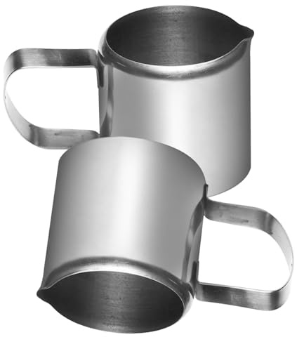 HOMSFOU Bricco per Latte in Acciaio Inox 46 Ml Set da 2 Pezzi, Mini Lattiera Porta Crema e Salsa per Preparazione Caffè, per Uso Domestico e Servizio Tè