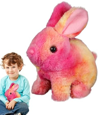 Realistic Bunny Toy - Simulated Rabbit Robotic Doll, Hopping, Twitching Nose, and Wiggling Ears, Interactive Stuffed Animal with Natural Movements for Kids, Fun Educational Pet Simulation