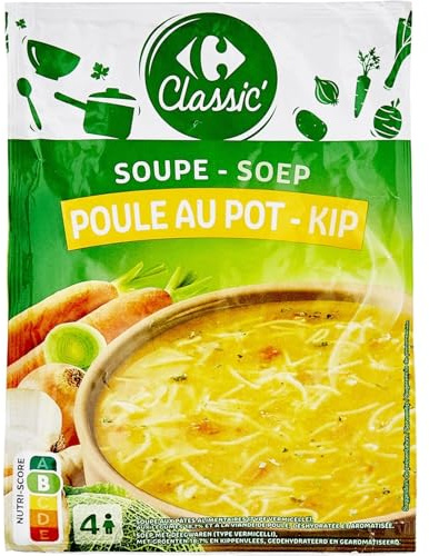 CARREFOUR CLASSIC' - Soupe Déshydratée Poule au Pot aux Pâtes et Légumes - Recette Traditionnelle - le sachet de 72g - Le Lot De 4