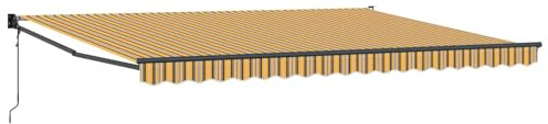 Owoxanthellate Tenda da sole retrattile, multicolore, 450 x 300 cm, stabile tenda da sole con braccio articolato, in alluminio e poliestere, per terrazza e giardino, soluzione di ombra flessibile per