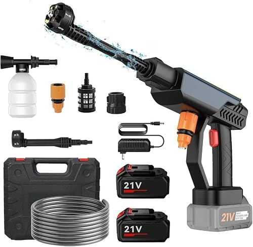 Item Name: Hidrolimpiadora de Alta Presion 30Bar, Pistola de Agua a presión con 2× Baterías 6000mAh, Boquilla 6 en 1 y Manguera 5m, Limpiador Agua Presion Bateria para Limpiar Coche y Jardín