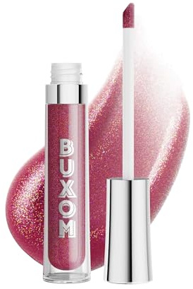 Buxom Full-On Plumping Lip Polish, Tinted Lip Plumper Gloss with Peptides & Vitamin E, High-Shine Lip Gloss that Nourishes, Vegan, AJ Brandi (Sheer Burgandy Shimmer)