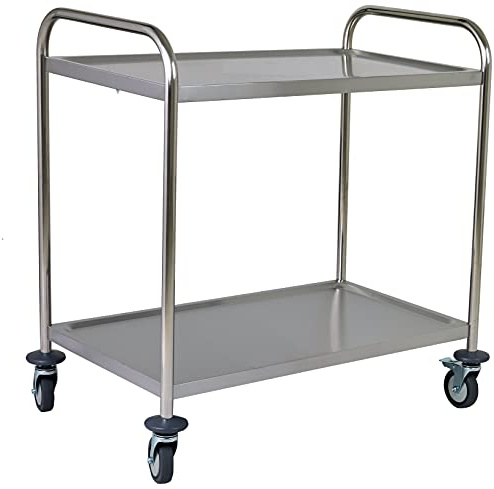 SARO Transportwagen – 2 Borde – Edelstahl – 50 kg Tragkraft – Light duty – 860×540×940 mm – Modell FELIX