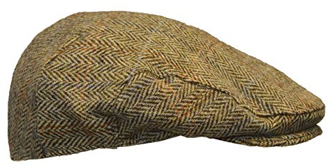 WALKER AND HAWKES Unisex Schiebermütze aus Harris-Tweed - Fischgrätmuster - Sandfarben - 2XL (61cm)