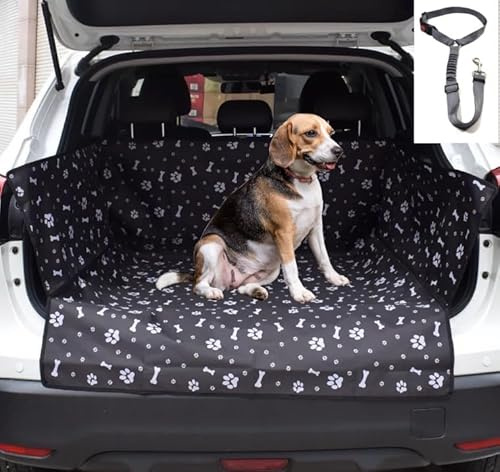 GoBuyer Waterproof Car Boot Liner Protector Covers for Dogs with Side Protection (Black) + Free Headrest Strap