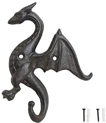 TentHome Garderobenhaken Gusseisen Haken Antik Rustikale Wandhaken Nostalgie Dekorative Drache Garderobe für Wandbehang Schlüssel Kleidung Mäntel Handtuch (Drache4 (11,1 x 2,1 x 14,1 cm)) | Nostalgie Dekorative Tier Garderobe für Wandbehang Schlüssel Kleidung Mäntel Handtuchhalter Drache4 -11,1 x 2,1 x 14,1 cm