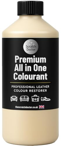 Scratch Doctor All in One Leather Colourant Self Seal Leather Dye Repair Paint for Furniture, Sofas, Car Seats (Cream, 250ml)