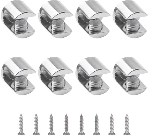 UFURMATE Wall Mounted Glass Shelf Clamp Brackets, Polished Chrome Zinc Alloy Supports Mounting Brace for 6-10mm Thick Glass