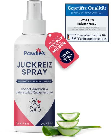 Pawlie's Juckreiz u. Wundspray Hunde & Katzen | Gegen Kratzen & Wunde Haut | Mittel gegen Juckreiz bei Hunden durch Milben | Juckreiz Hund, Milben Spray Hund, Anti Juckreiz Haustiere, Silberspray Hund