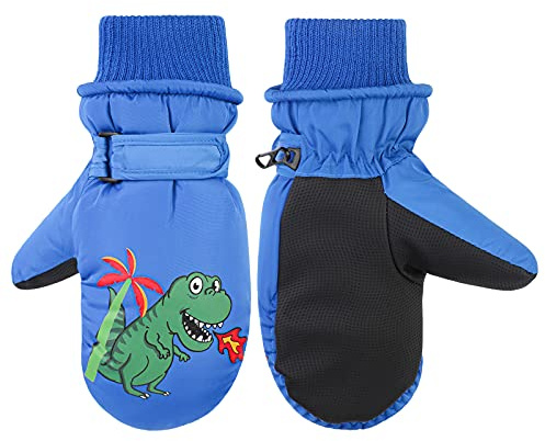 QKURT Kids Ski Gloves, Winter Windproof Snow Mittens Children Warm Gloves Girls Boys Cold Weather Mittens for 2~5 Years Old Kids Sledding Snowboard Skating Cycling Running and Outdoor Activities