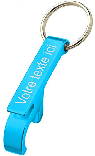 Porte clé en métal couleur Alu décapsuleur personnalisable - Gravure Laser