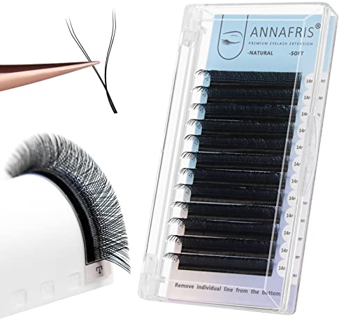 ANNAFRIS YY Extensión de pestañas 2D 4D Pestañas de Volumen Prefabricadas en Forma de Y Individuales Naturales pestañas postizas (0.07 D,MIX 8-12mm)