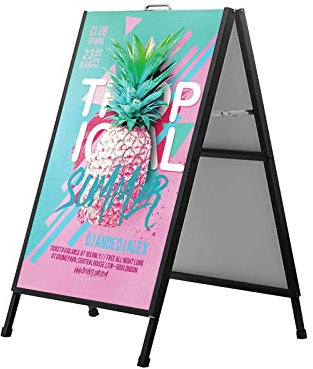 GDWD Plakatständer Kundenstopper Infoständer, Schwarz Gehwegaufsteller Werbetafel, Beidseitig für 2 Plakate Werbeaufsteller, Wetterfest Schutzscheiben (A)