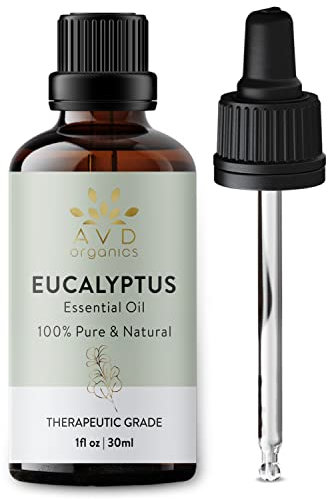 AVD ORGANICS Eukalyptusöl | 100% rein und natürlich eukalyptus ätherisches öl | für inhalieren, aromatherapie, Bad, Dampfbad, Haare | 1 fl. Unze