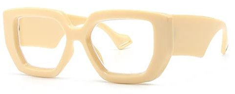 HPIRME Brillen für Frauen Vintage Square Eyewear weiblich weiß schwarz Brillengestell, 7, Einheitsgröße