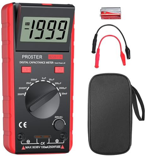 Proster Capacimètre pour Condensateur avec Grand Écran Réversible Numérique Testeur Condensateur LCD Compteur Capacité Numérique LCR Mètre Affichage Max 1999