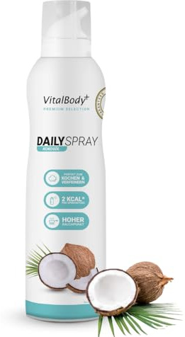 VitalBody+ DailySpray MCT Kokosöl Ölspray, 2 kcal Ölspray, 800 Portionen | Airfryer, Braten & Grillen, Kalorienarm Kochen, Non-stick Cooking Spray