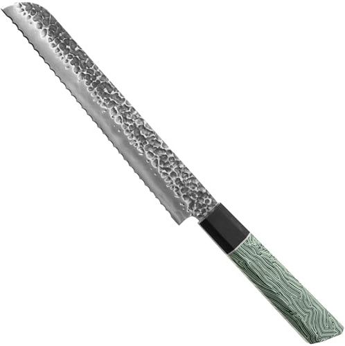 Couteau à Pain Pankiri Eden Elements 2001-220, 21 cm, Couteau à Pain Asiatique en Acier Inoxydable avec Manche Coloré
