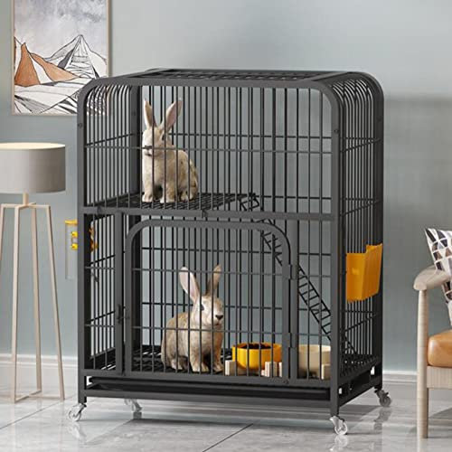 Kaninchenkäfig für den Innenbereich – Meerschweinchenkäfig, Kaninchenstall für den Innenbereich, verbesserter Vierkantrohr-Hasenkäfig, Meerschweinchenhaus, Kaninchenkäfig mit Auslauf, Hasenhaus, 4 Rol