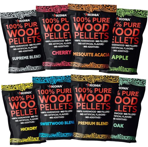 (8 Pack) 0,5 kg Smoker Pellets Variety Pack, Holz Räucherpellets, BBQ Pellets für Smoker, Holzpellets, Räucherpellets für Smoker, Pellet Grill Pellets, Hartholz Pellets - Bestimmt für Ninja Woodfire
