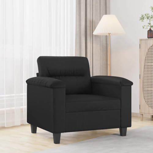 Willood Sessel, Sofa Relaxsessel mit gepolstertem Sitz Armlehnen, Fernsehsessel Loungesessel Metallgestell, Polstersessel Ruhesessel für Wohnzimmer Schwarz 60 cm Kunstleder