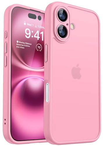 CANSHN Upgrade für iPhone 16 Plus Hülle mit Kameraschutz (TOP Militärschutz) Minimalistische Transluzente Matte Schutzhülle Extrem Haltbarkeit Hülle iPhone 16 Plus Case Stoßfest, Rosa