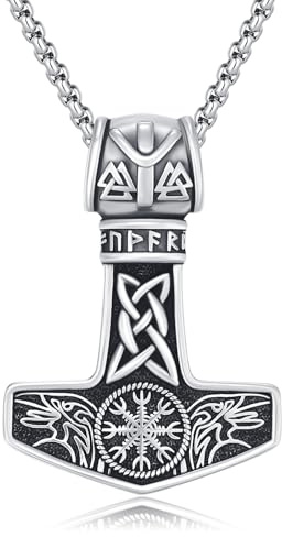 PARYFO Collar vikingo de plata de ley 925 con nudo celta vikingo/martillo de Thor/dragón/lobo colgante vikingo joyas regalos para unisex con cadena de acero inoxidable