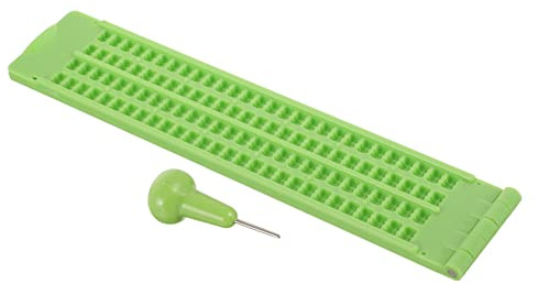 Hoement Piastra Braille Semplice e Leggera Portatile in Plastica 4 Linee e 28 Celle Stilo per Scrittura Braille per Non Vedenti