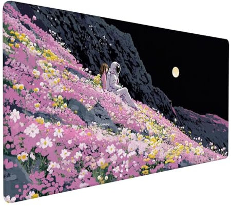 Schwarz Mauspad 600 x 300 x 3 mm, XXL Gaming Mauspad Rosa, Verlängertes Groß Mauspad Schreibtischauflage, Wasserdicht Mauspad, Genähte Kanten Mauspad, Rutschfeste Gummibasis, Mauspad Gamer Y-299
