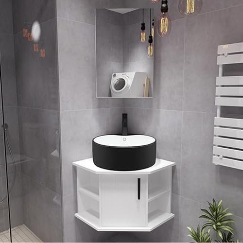 Waschbecken, Eckwaschbecken-Kombination für Badezimmer mit Spiegelschrank, an der Wand montierter schwebender Schrank für kleine Räume, Standwaschbecken, Aufbewahrungsschrank, Ausverkauf, Wa