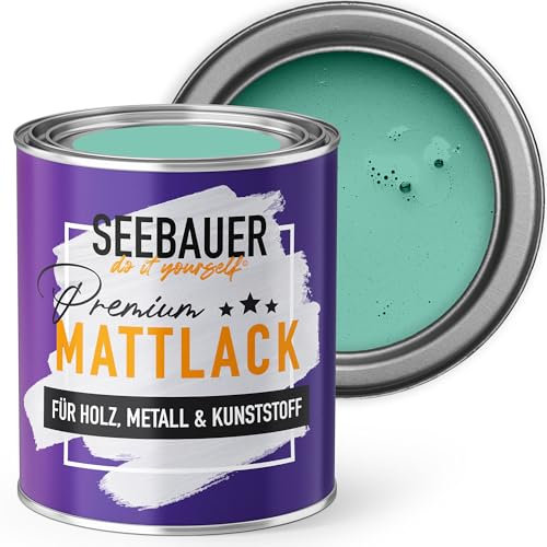 SEEBAUER diy Mattlack Türkis 750ml für Innen & Außen (No. 773 Indian Sea) Möbelfarbe ohne Schleifen - Hybrid-Lack für Holz, Metall, Kunststoff - Holzlack, Möbellack hohe Deckkraft