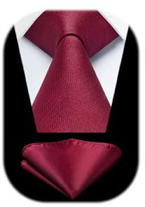 Enlision Krawatte Burgund Herren Klassisch Krawatten und Einstecktuch Set Einfarbig Krawatten Hochzeit Weihnachts Krawatte