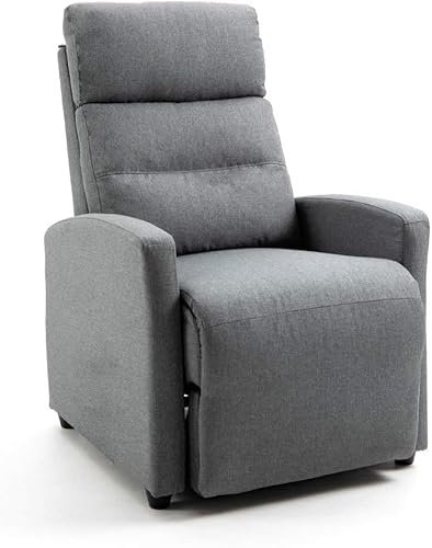 Mingone Fernsehsessel TV Sessel Relaxsessel mit Liegefunktion Modern Schmal Loungesessel Liegesessel mit 155° Liegefunktion bis 150kg aus Leinenstoff, Grau