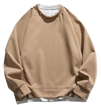 Seiizaa Sudadera con Cuello Redondo para Hombre, Top Informal Holgado de Invierno-Brown-S