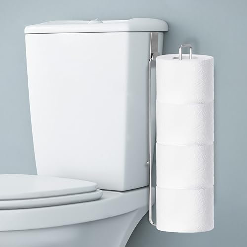 EstZMB Toilet Paper Holder for 4 Rolls Tissue, Over The Tank Toilet Paper Holder, Stainless Steel Rustproof Toilet Paper Storage Wall Mount, fo Bathroom Storage and Organization, Silver, 1 PC