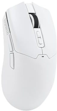 EPOMAKER Click Gaming Maus Kabellos, 8KHz-Polling, PAW 3950 Ultimate Optischer Sensor, 58g Superlight, 42.000 DPI Einstellbar, 500mAh, Programmierbare Tasten für PC/Mac/Linux (Weiß)
