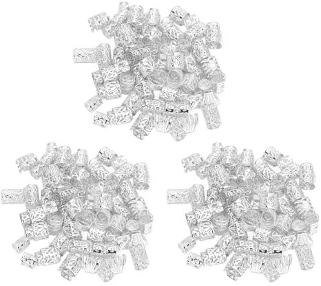 Silberne Bartperlen, leicht, Mehrzweck-Haarschlauch, exquisite Dreadlock-Perlen, 300 Stück