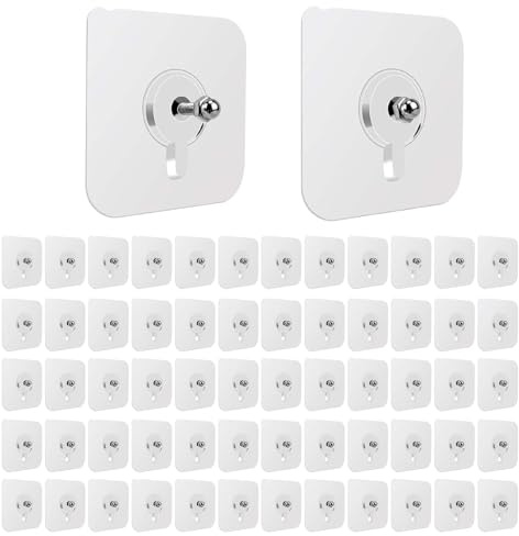 60 Piezas Ganchos Adhesivos Para Pared,8mm &10mm Adhesivos Desmontables Clavos,Tornillos Ganchos, Cuelga Cuadros Sin Clavos,Para Baño Cocina Marcos