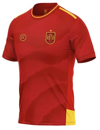 JYC CREATIVE Camiseta Roja Deportiva Unisex 100% Poliéster - Diseño Inspirado en España, Ligera y Transpirable para Fútbol, (L，España)