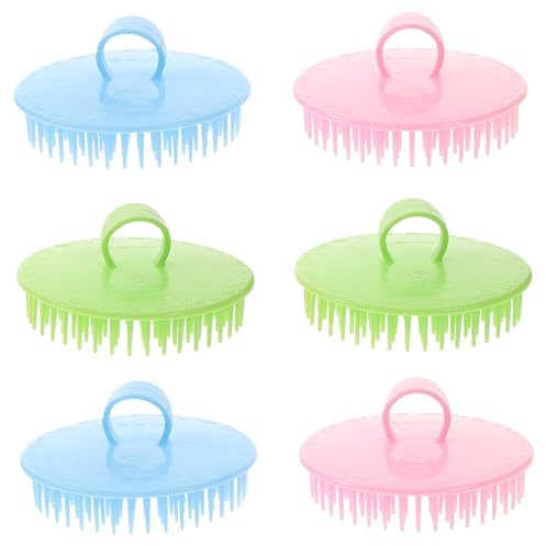 SAFIGLE Tragbare Kopfhautbürste 6 Stück Silikon Shampoo Massagebürsten Für Tiefenreinigung Durchblutungsförderung Und Kopfhautpflege Wasserfest Mit Aufhängeöse Für Dusche Und Haarpflege Geeignet